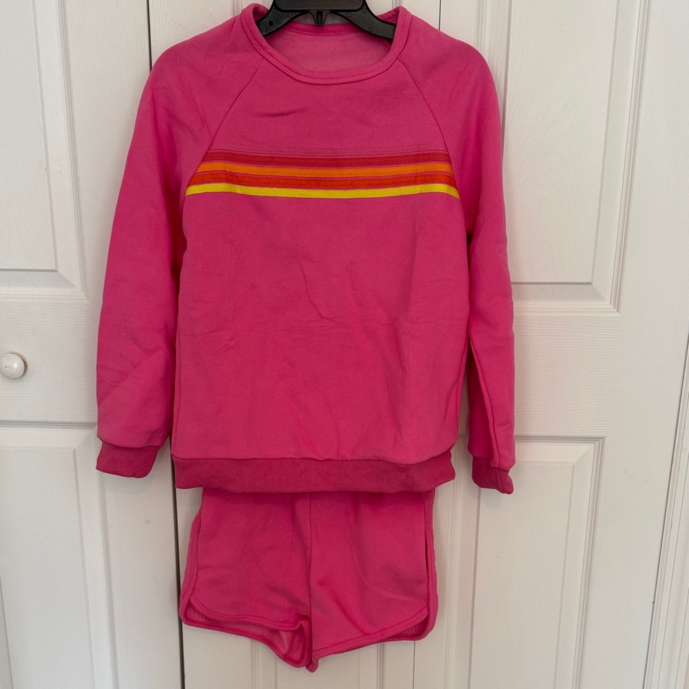 Vibrant Pink Sweatshirt & Shorts Set, NEW, size small